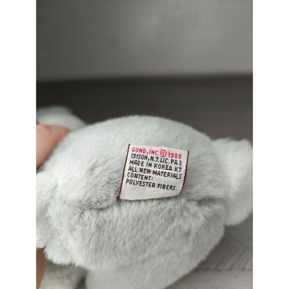 Vintage Gund 1988 Plush Grey Bunny Rabbit Stuffed Animal Toy Korea - Picture 6 of 9